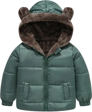 Boys and Girls Middle Children Solid Color Ears Cute Pocket Short Cotton Padded Children's Coat Jacket Boy Size 6