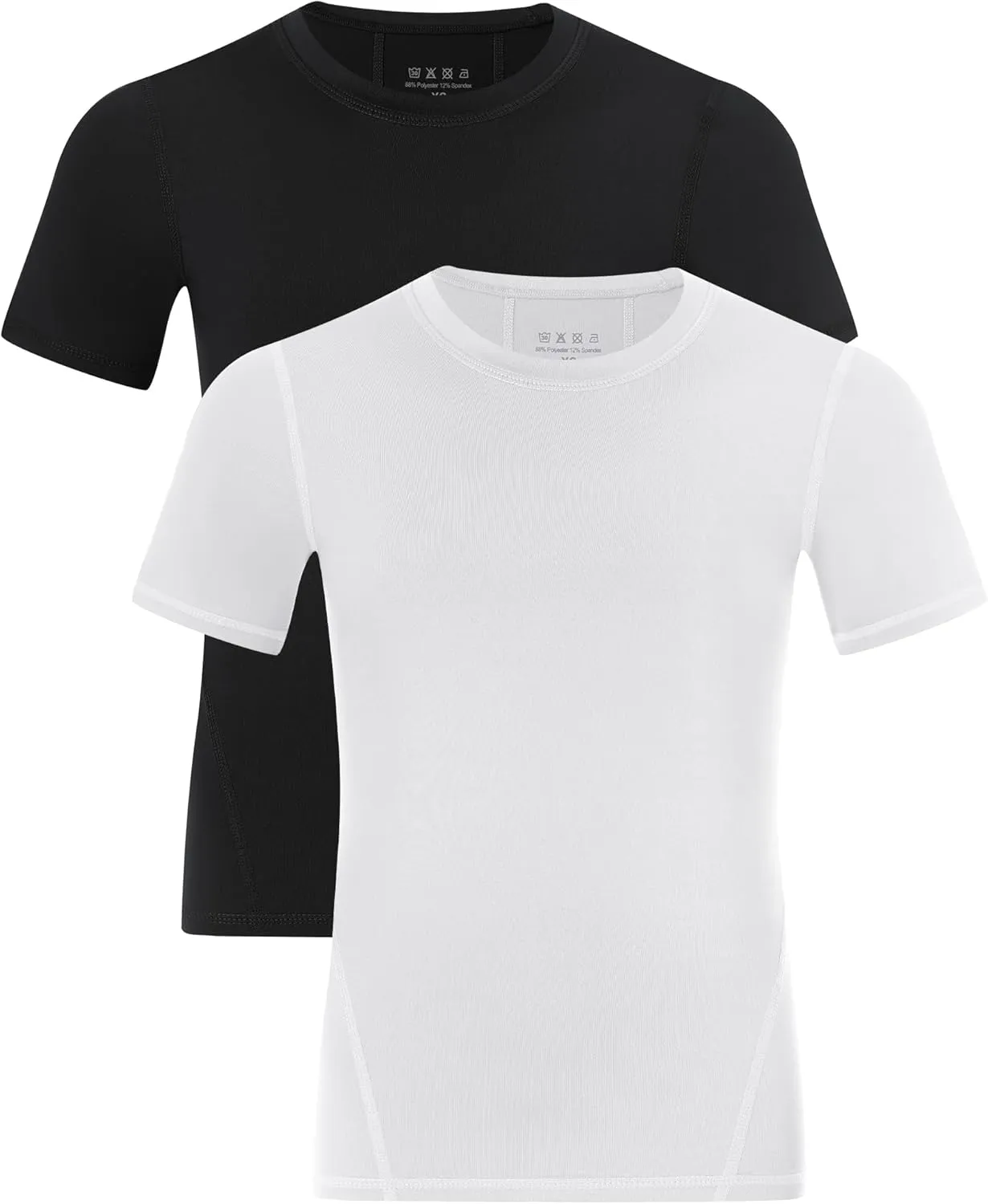 Boys Compression Shirt Short Sleeve Youth Athletic Undershirt Kids Base Layer T-Shirt for Football Basketball