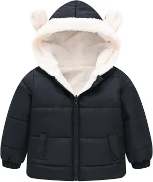 Boys Girls Children Solid Color Ears Cute Pocket Short Cotton Padded Childrens Coat Fancy Toddler Girl Long Coat Clothes