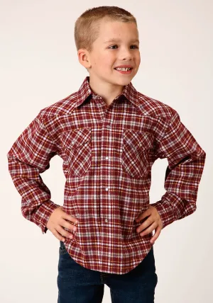 BOYS LONG SLEEVE SNAP UNLINED FLANNEL SHIRTS WESTERN SHIRT