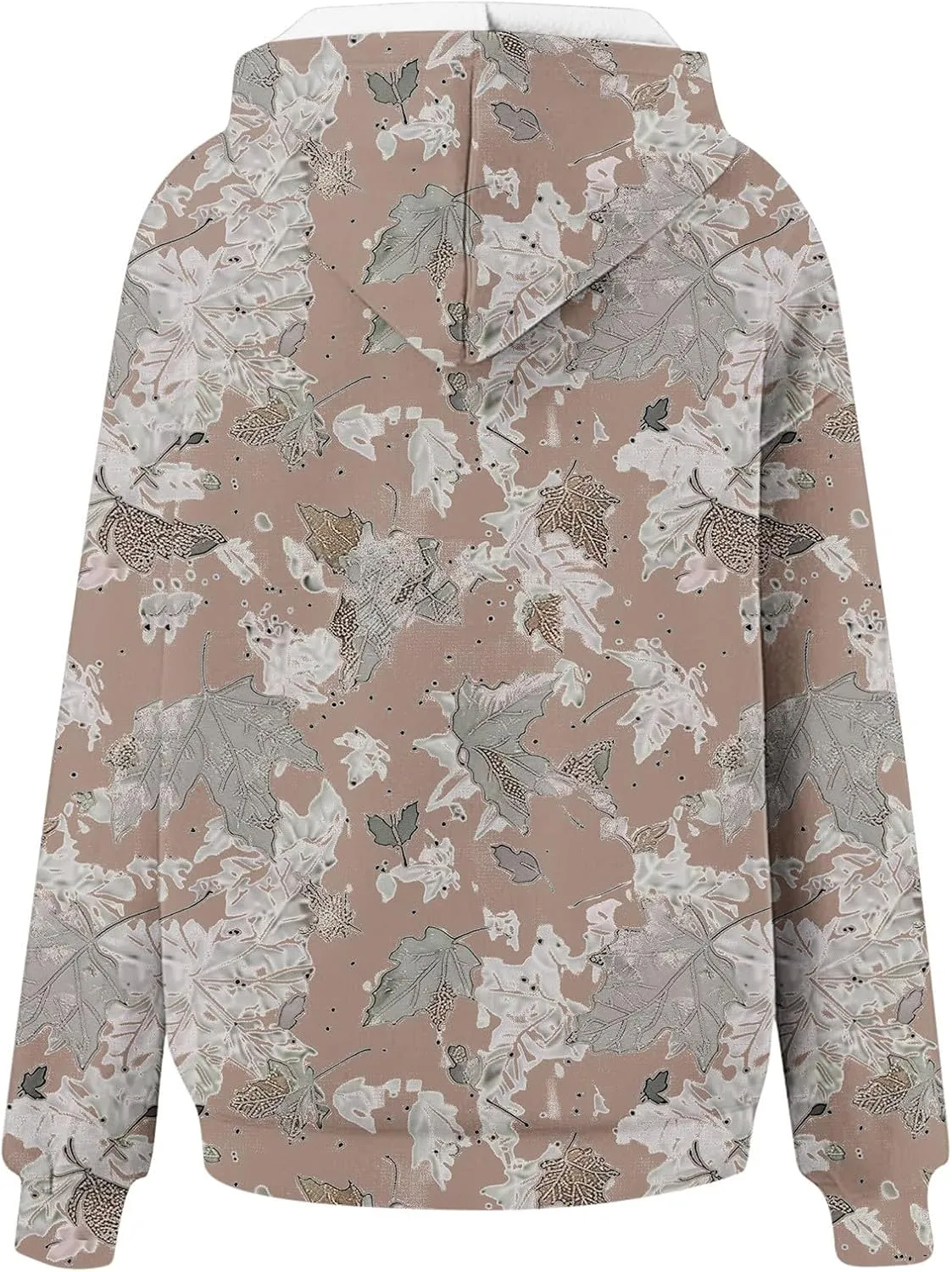 Camo Hoodie for Women Men Long Sleeve Maple Leaf Print Fleece Hoodies Oversized Hooded Sweatshirt Pullover with Pocket