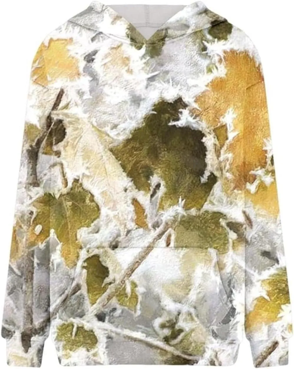 Camo Hoodie Womens Maple Leaf Print Pullover Oversized Hooded Sweatshirt Casual Loose Fit Long Sleeve Sweatshirts