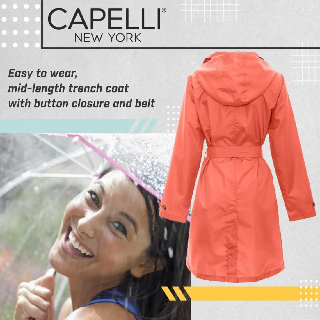 Capelli New York Ladies Rain Slicker with Removable Hood