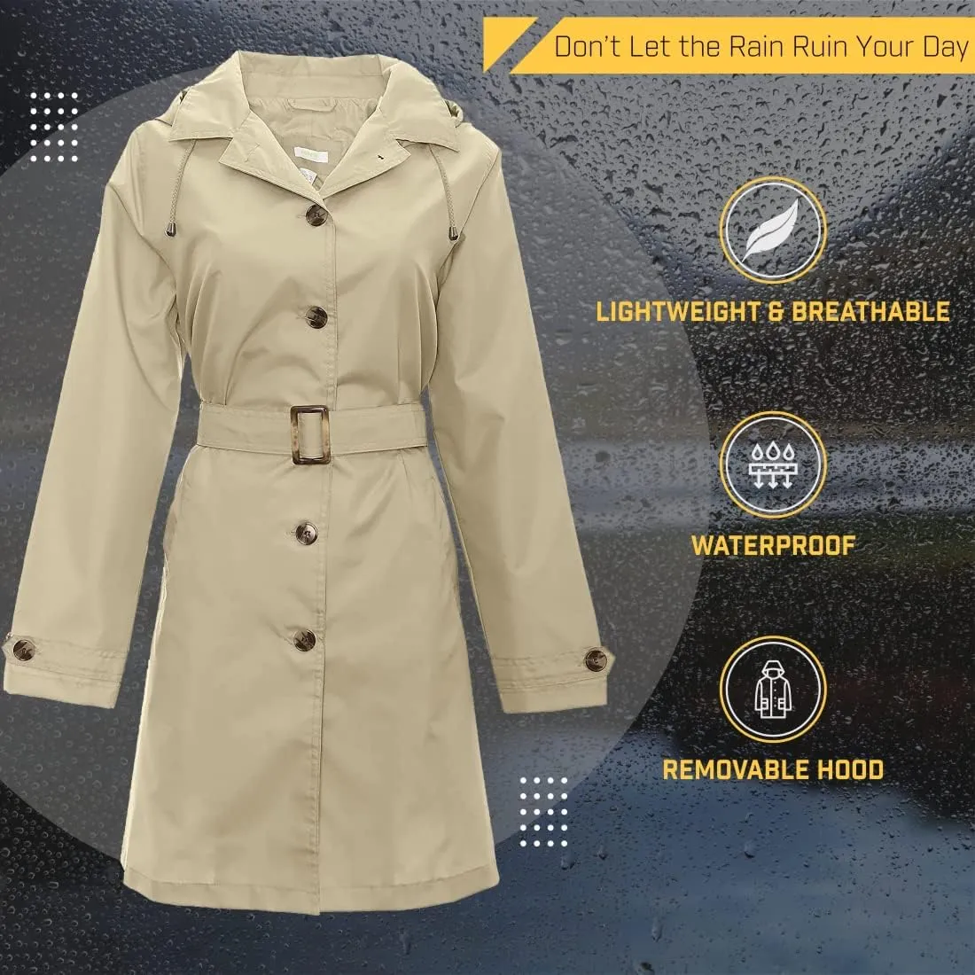 Capelli New York Ladies Rain Slicker with Removable Hood