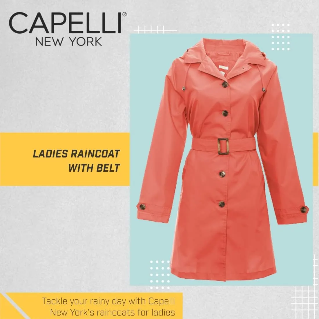 Capelli New York Ladies Rain Slicker with Removable Hood