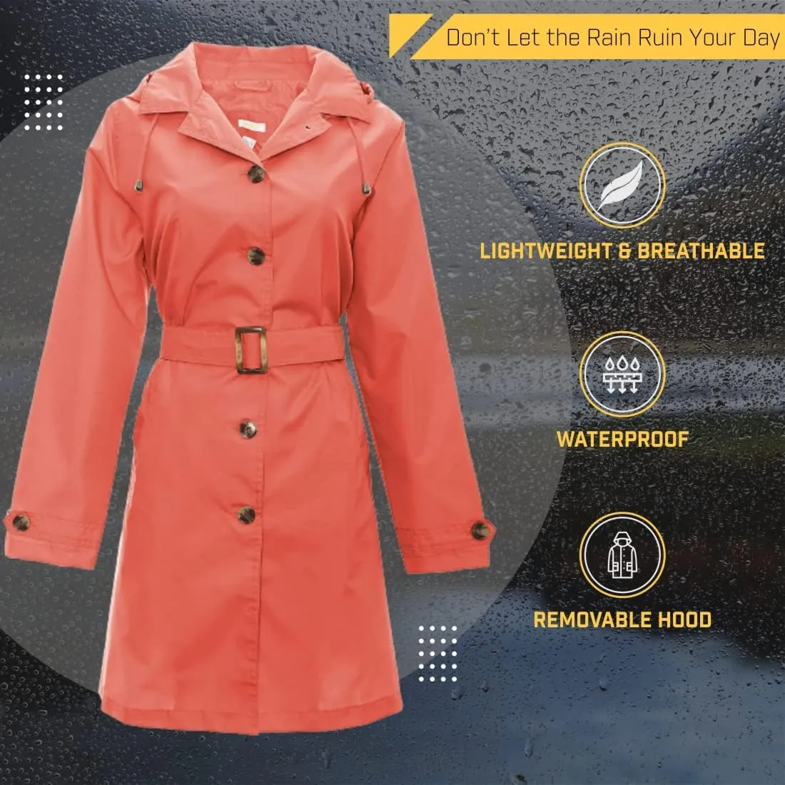 Capelli New York Ladies Rain Slicker with Removable Hood