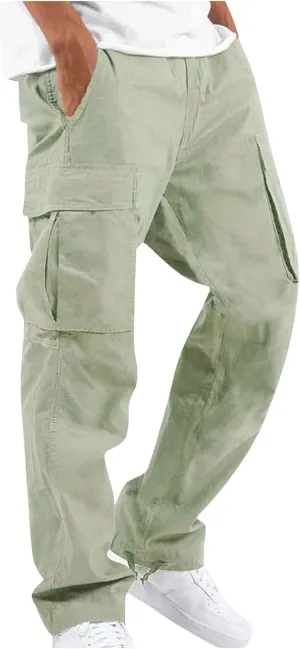 Cargo Pants for Men Baggy Elastic Waist Drawstring Pants with Multi Pockets Fashion Sweatpants 2024 Joggers Trousers