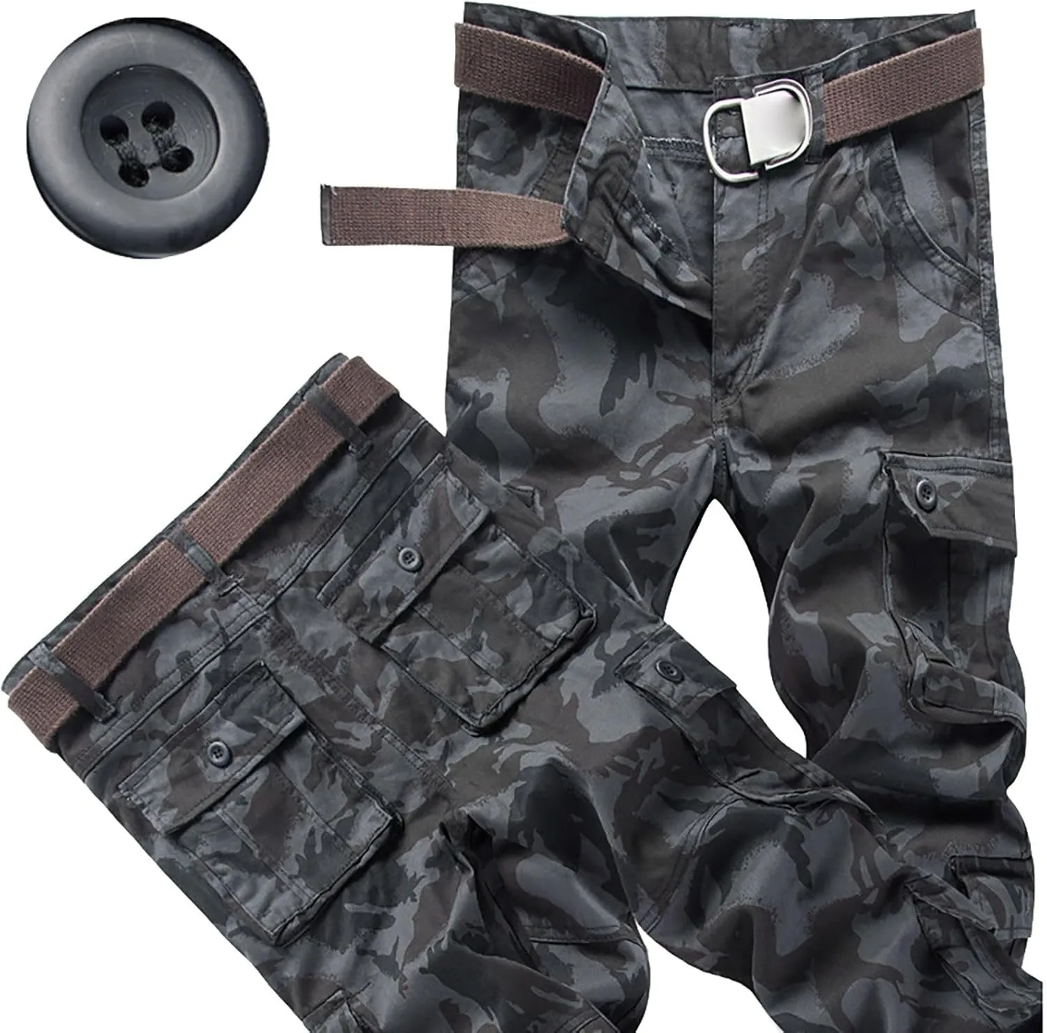 Cargo Pants for Men Casual Hiking Pants Fleece Joggers Athletic Pants Lightweight Loose Straight Sweatpants for Men