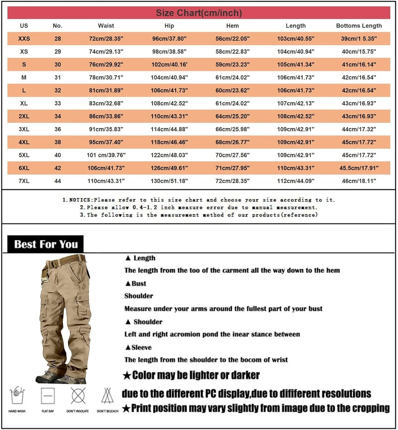 Cargo Pants for Men Casual Hiking Pants Fleece Joggers Athletic Pants Lightweight Loose Straight Sweatpants for Men
