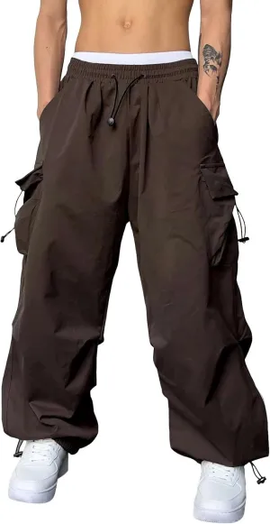 Cargo Pants for Men, Loose Fit Baggy Sweatpants, Casual Solid Color Pants with Pockets, Outdoor Drawstring Trousers