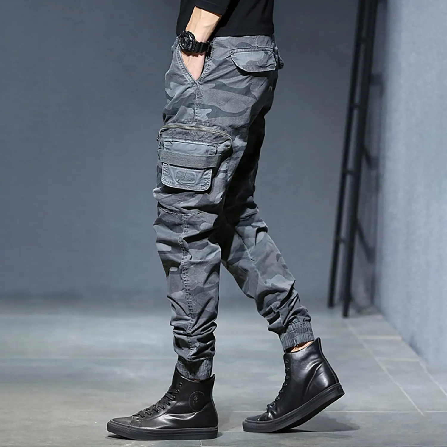 Cargo Pants for Men Relaxed Fit Casual Lightweight Elastic Waist Drawstring Beach Pants for Men Jogger Yoga Trousers