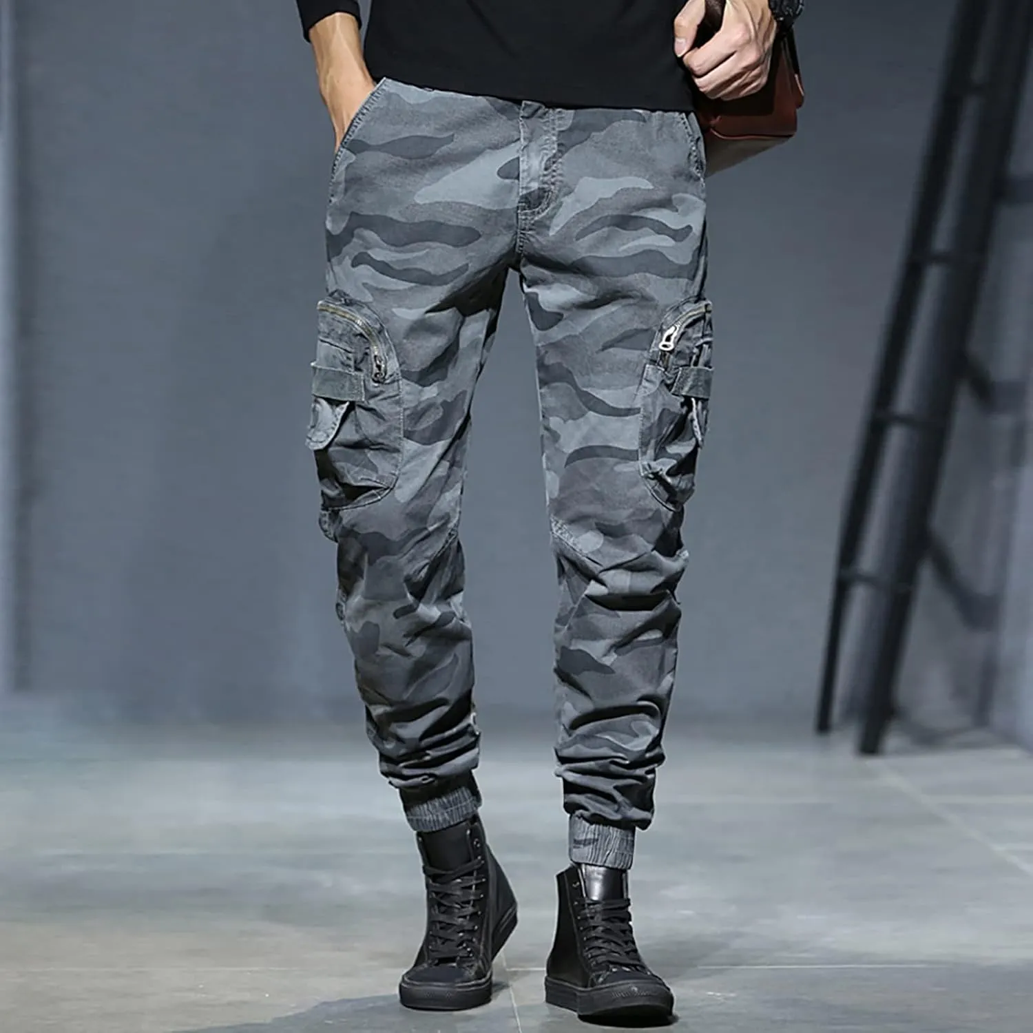 Cargo Pants for Men Relaxed Fit Casual Lightweight Elastic Waist Drawstring Beach Pants for Men Jogger Yoga Trousers