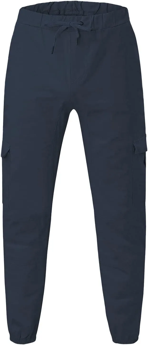 Cargo Pants for Men Relaxed Fit Multi-Pocket Cargo Pants Drawstring Sports Trousers Stretch Elastic Waist Gym Running