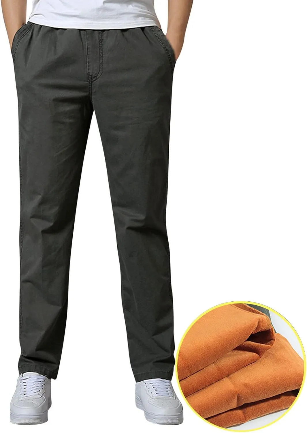 Cargo Pants for Men,Mens Pants with Pockets Cargo Joggers Fleece Sweatpants Casual Pant Chino Slim Fit Trousers