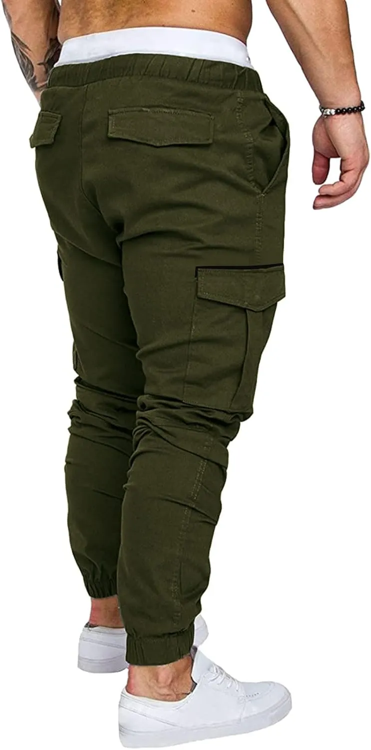Cargo Sweatpants for Men Adjustable Bungee Cord Open Bottom Cargo Pants for Men Casual Mens Cargo Pants Mens Hiking