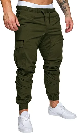 Cargo Sweatpants for Men Adjustable Bungee Cord Open Bottom Cargo Pants for Men Casual Mens Cargo Pants Mens Hiking