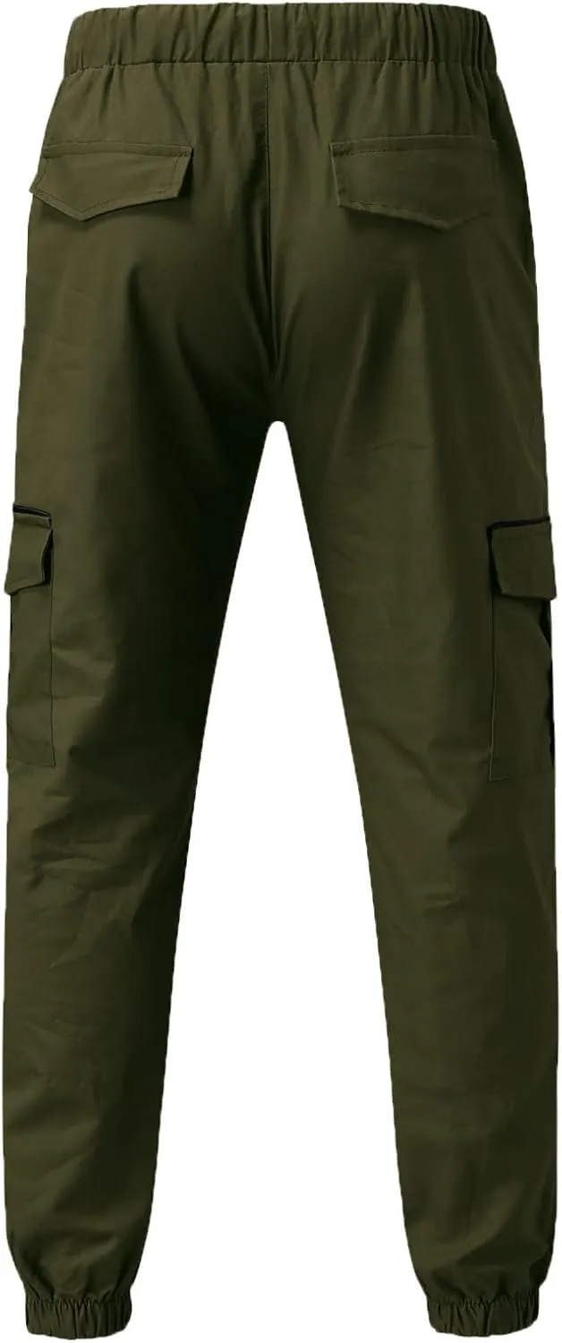 Cargo Sweatpants for Men Adjustable Bungee Cord Open Bottom Cargo Pants for Men Casual Mens Cargo Pants Mens Hiking