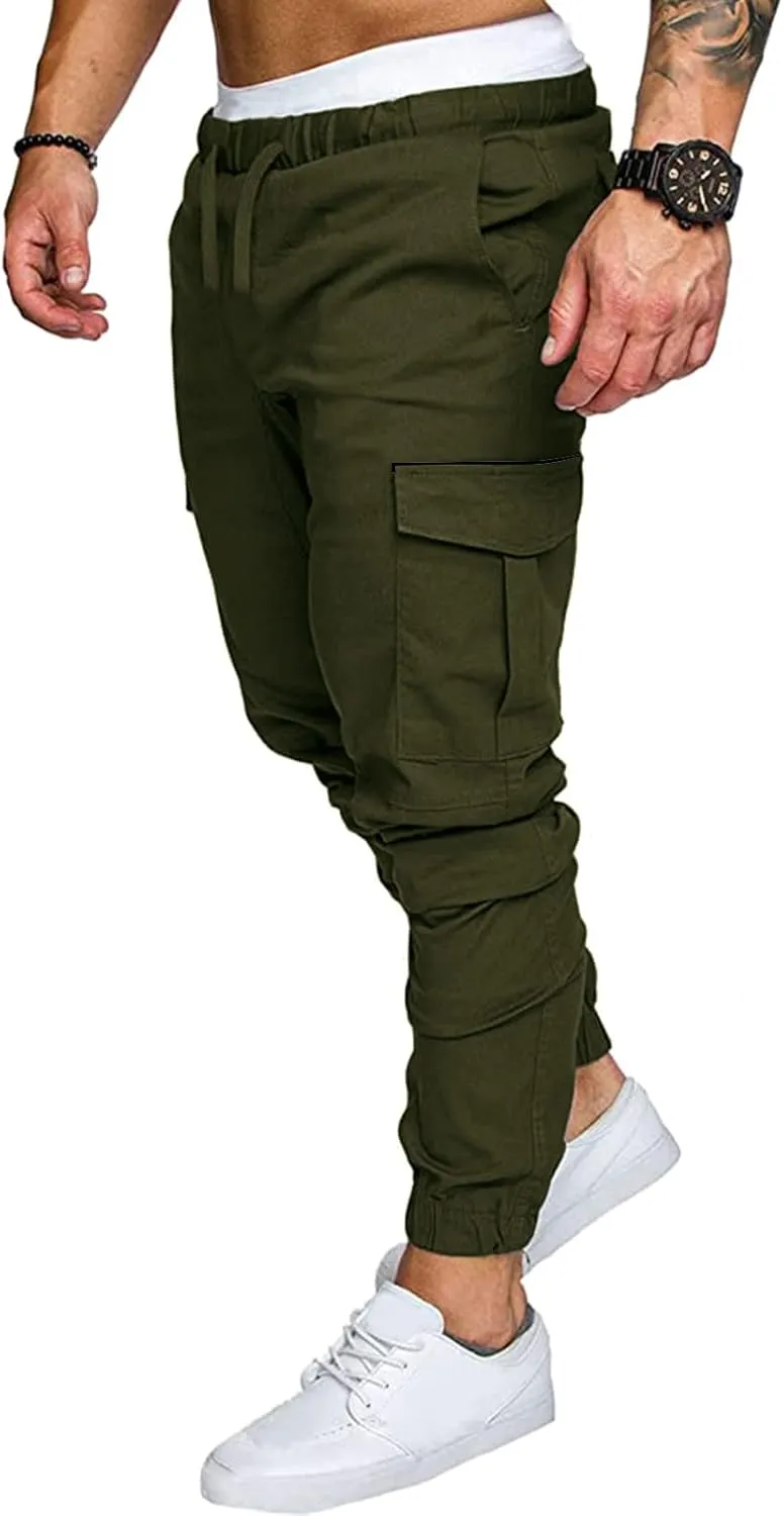 Cargo Sweatpants for Men Adjustable Bungee Cord Open Bottom Cargo Pants for Men Casual Mens Cargo Pants Mens Hiking