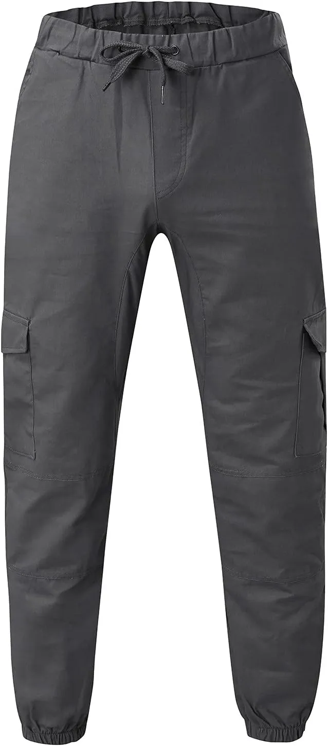 Cargo Sweatpants for Men Big and Tall Fleece Joggers Elastic Waist Baggy Drawstring Trousers Sweat Pants with Pockets