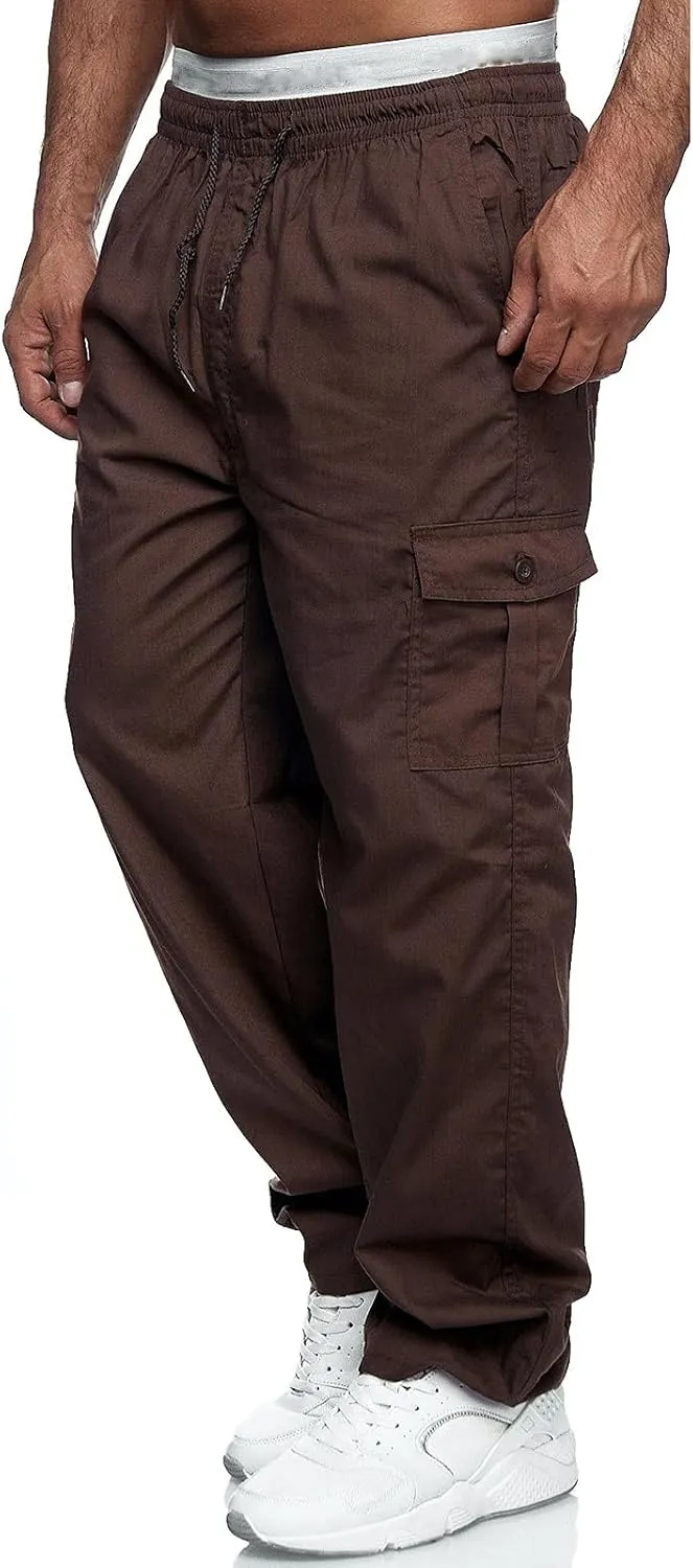 Cargo Sweatpants for Men Big and Tall Jogger Pant Men's Fleece Lined Cargo Sweatpants Open Bottom Straight Leg Casual