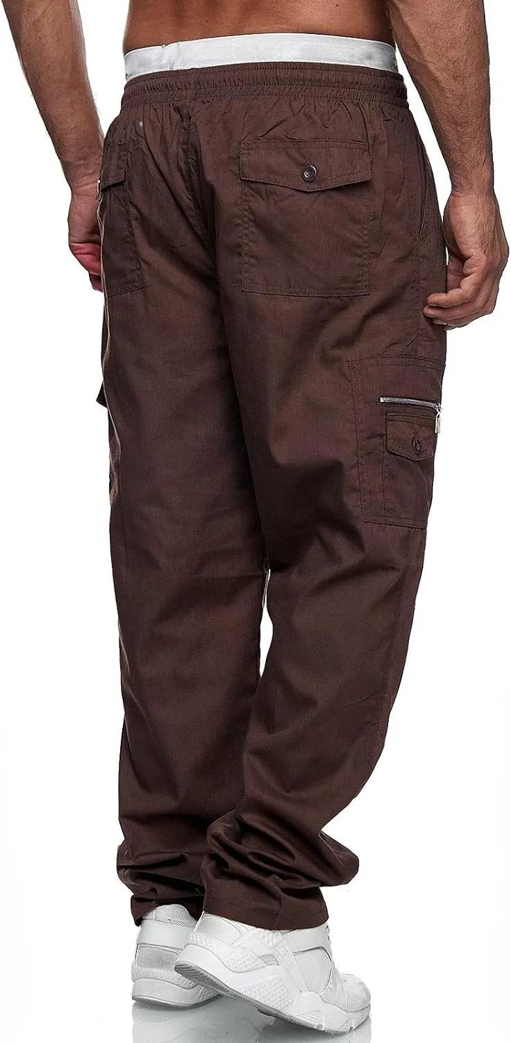 Cargo Sweatpants for Men Big and Tall Jogger Pant Men's Fleece Lined Cargo Sweatpants Open Bottom Straight Leg Casual
