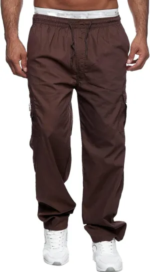Cargo Sweatpants for Men Big and Tall Jogger Pant Men's Fleece Lined Cargo Sweatpants Open Bottom Straight Leg Casual