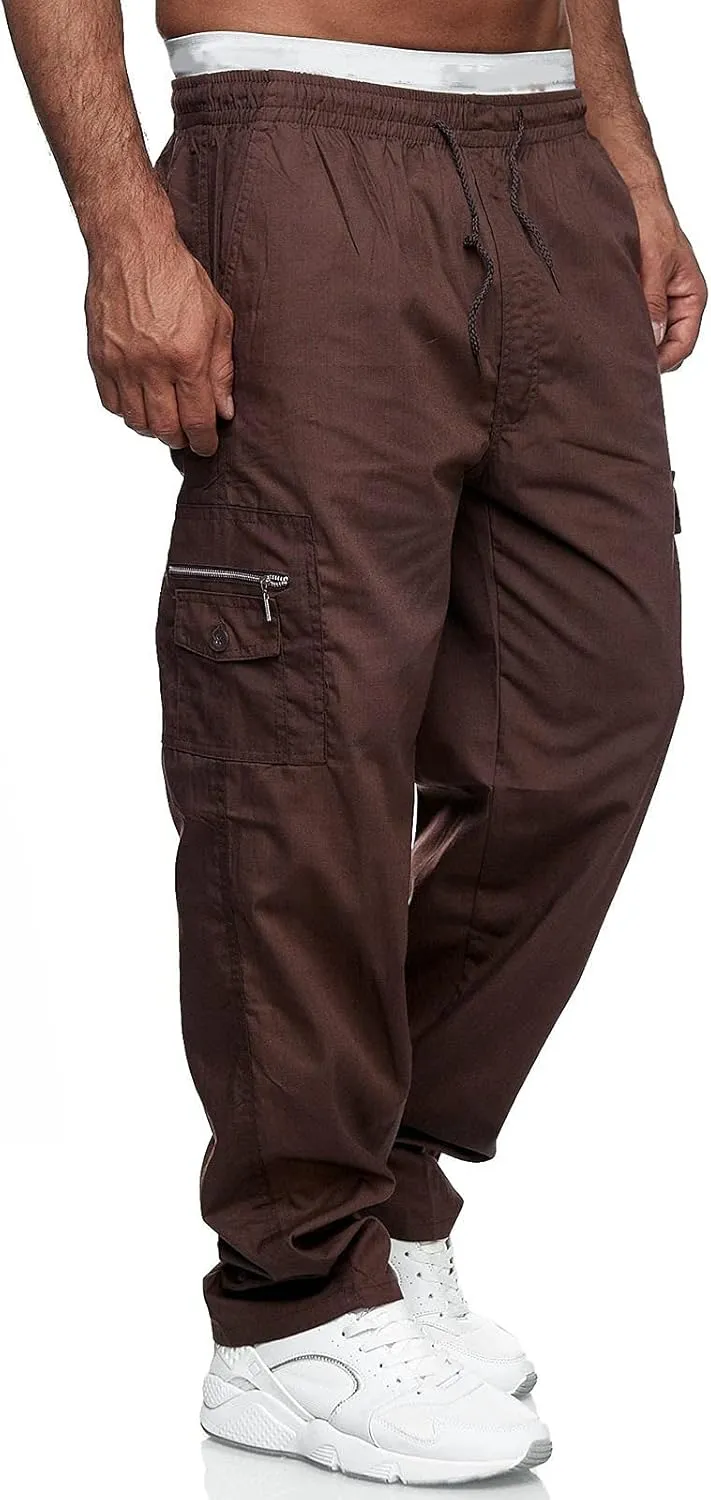 Cargo Sweatpants for Men Big and Tall Jogger Pant Men's Fleece Lined Cargo Sweatpants Open Bottom Straight Leg Casual