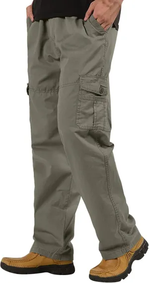Cargo Sweatpants for Men Big and Tall Pockets Men's Winter Cargo Pants Thick Fleece Joggers Loose Sport Long Trousers