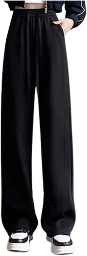 Cargo Sweatpants for Women Wide Leg High Waisted Baggy Drawstring Joggers Comfy Workout Loose Pants with Pockets
