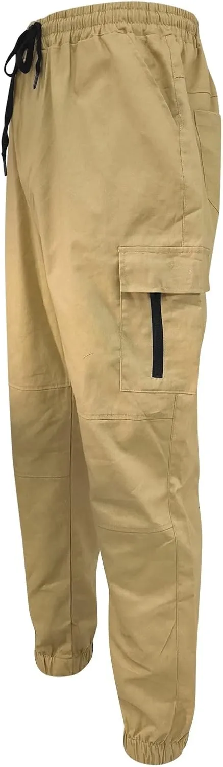 Cargo Trousers for Men Straight-Leg Trousers Mens Heavyweight Cargo Fleece Sweatpants Stretch Elastic Waist Jogger