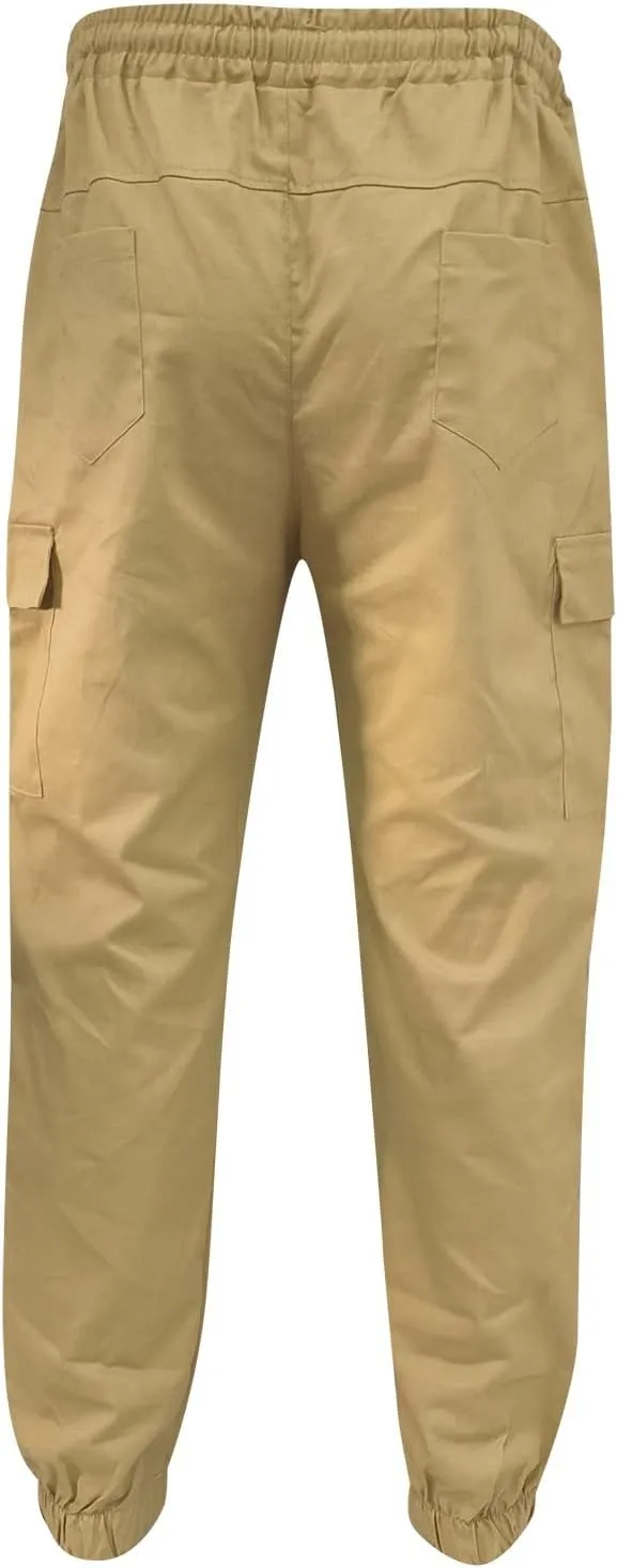 Cargo Trousers for Men Straight-Leg Trousers Mens Heavyweight Cargo Fleece Sweatpants Stretch Elastic Waist Jogger