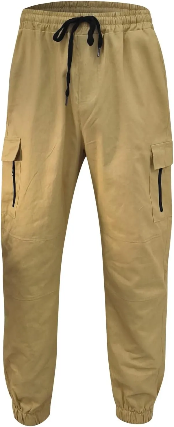 Cargo Trousers for Men Straight-Leg Trousers Mens Heavyweight Cargo Fleece Sweatpants Stretch Elastic Waist Jogger