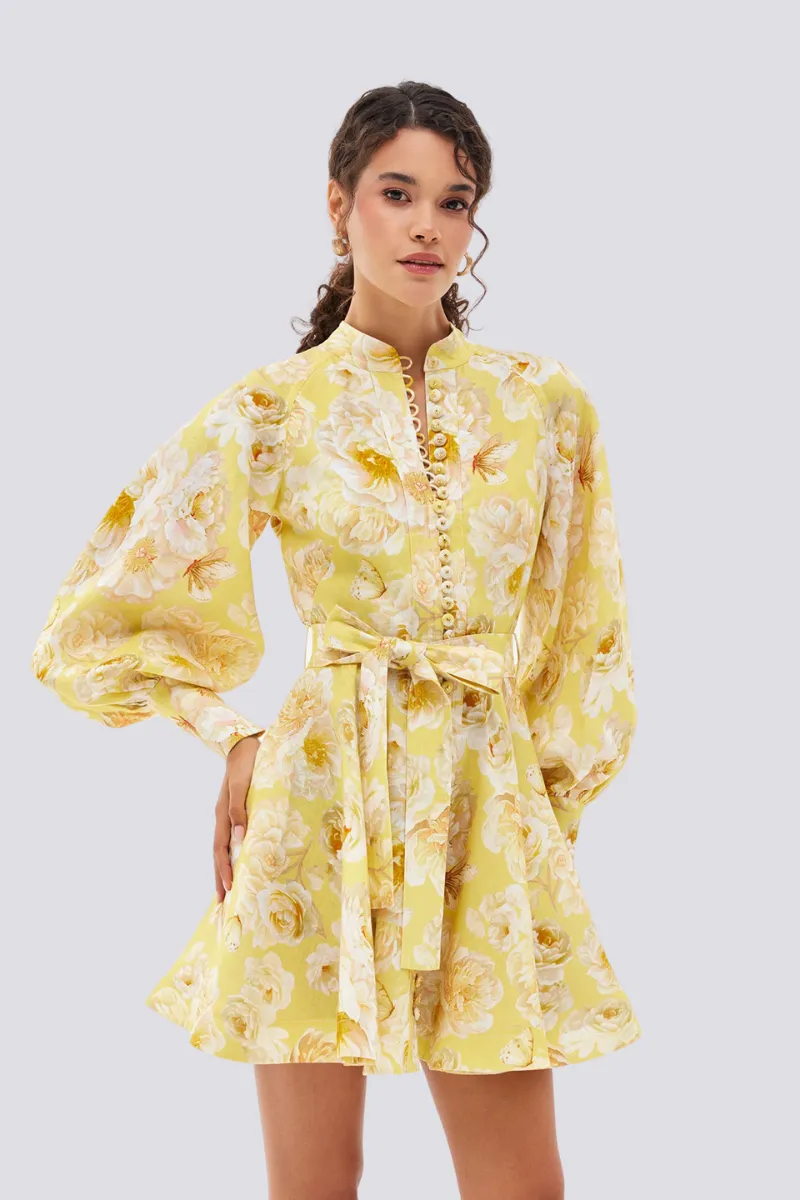 Cassiope Balloon Sleeve Floral Mini Dress