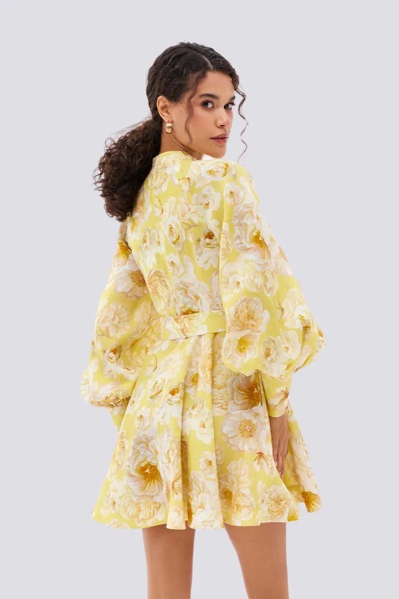 Cassiope Balloon Sleeve Floral Mini Dress