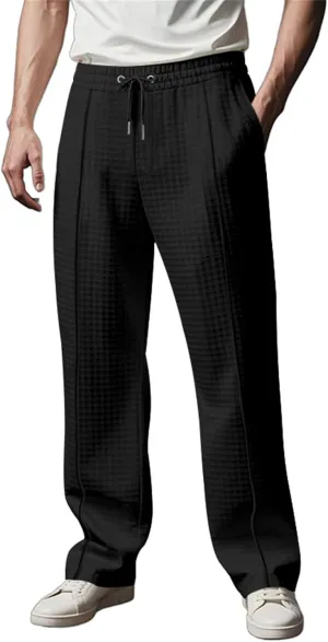 Casual Pants for Men Waffle Knit Yoga Pants Soft Lightweight Sweatpants Golf Work Business Slacks Summer Beach Trousers