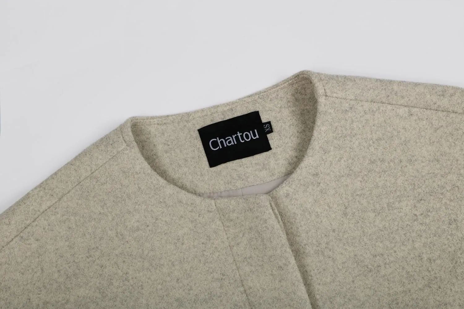 CHARTOU Women Cropped Wool Blend Pea Coat Short Jacket Peacoat Long Sleeve Button Down Crop Jacket