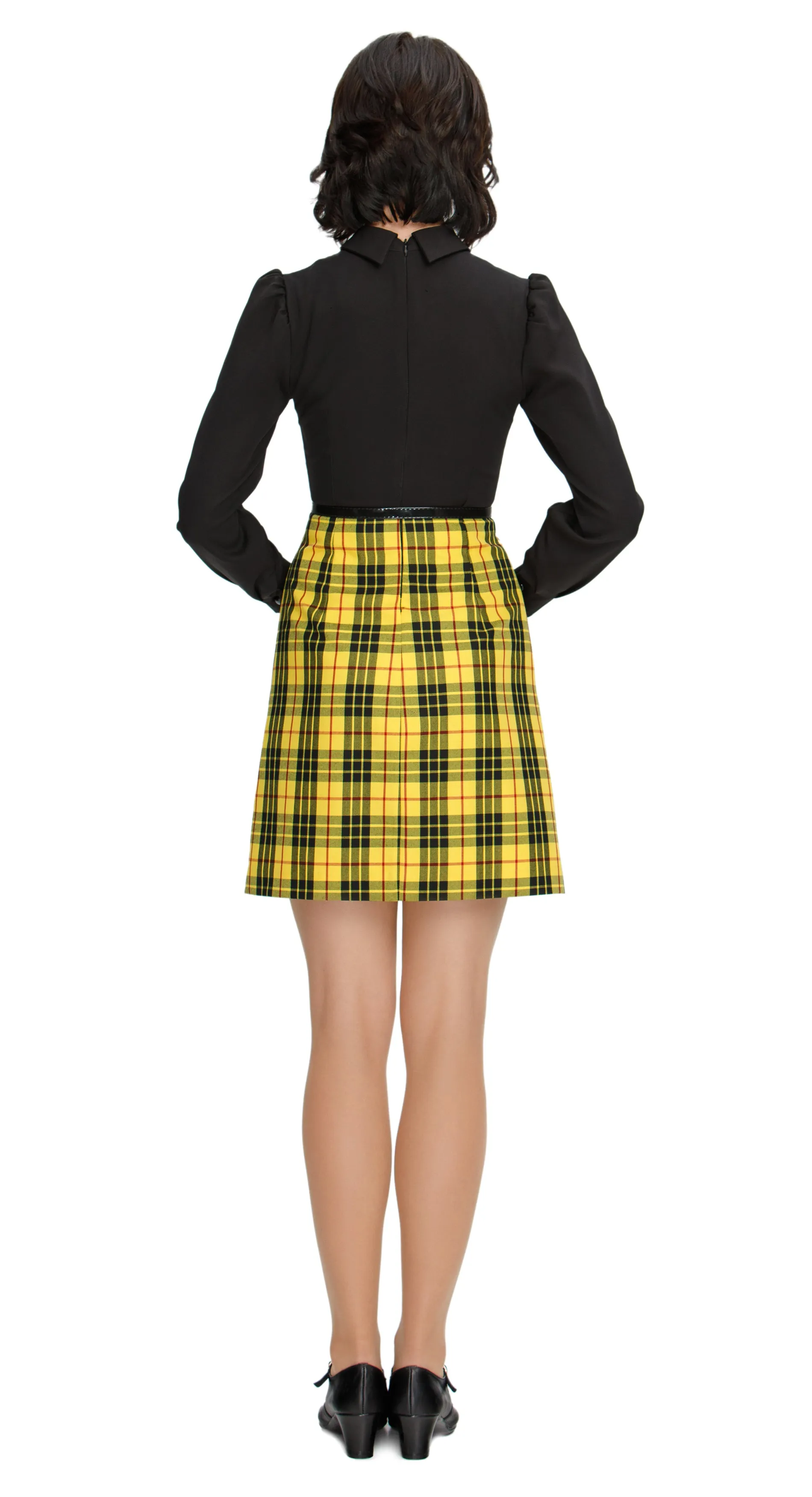 Chic Fitted Autumn/Winter Dress with Plaid Skirt