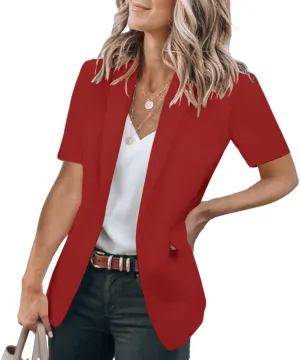 Cicy Bell Women's Casual Blazer Short Sleeve Lapel Open Front Work Office Jacket