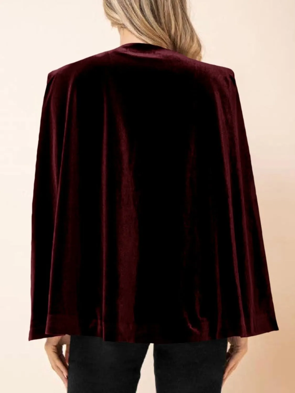 Cicy Bell Women's Velvet Cape Blazer Jackets Casual Split Long Sleeve Open Front Coat