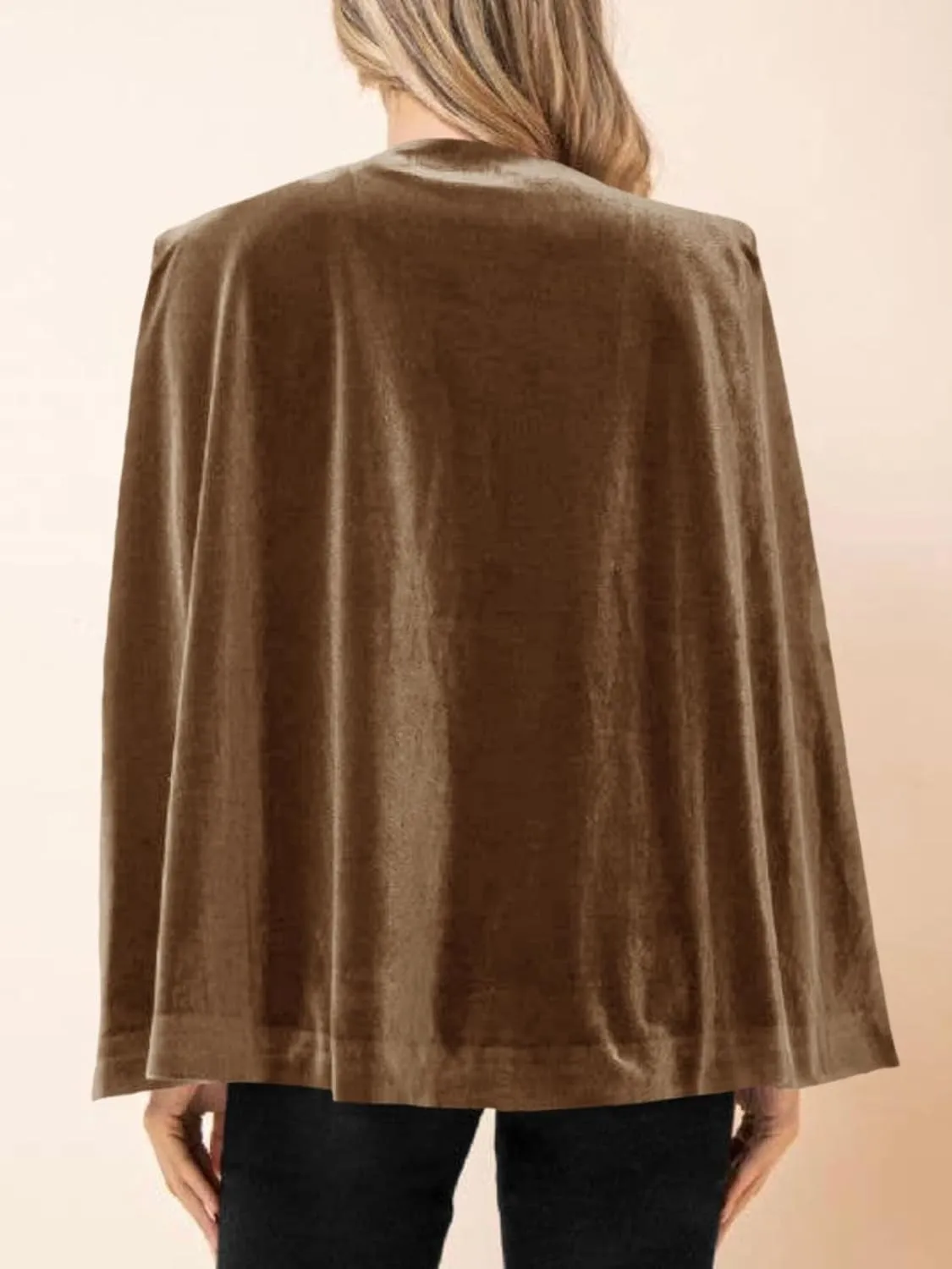Cicy Bell Women's Velvet Cape Blazer Jackets Casual Split Long Sleeve Open Front Coat