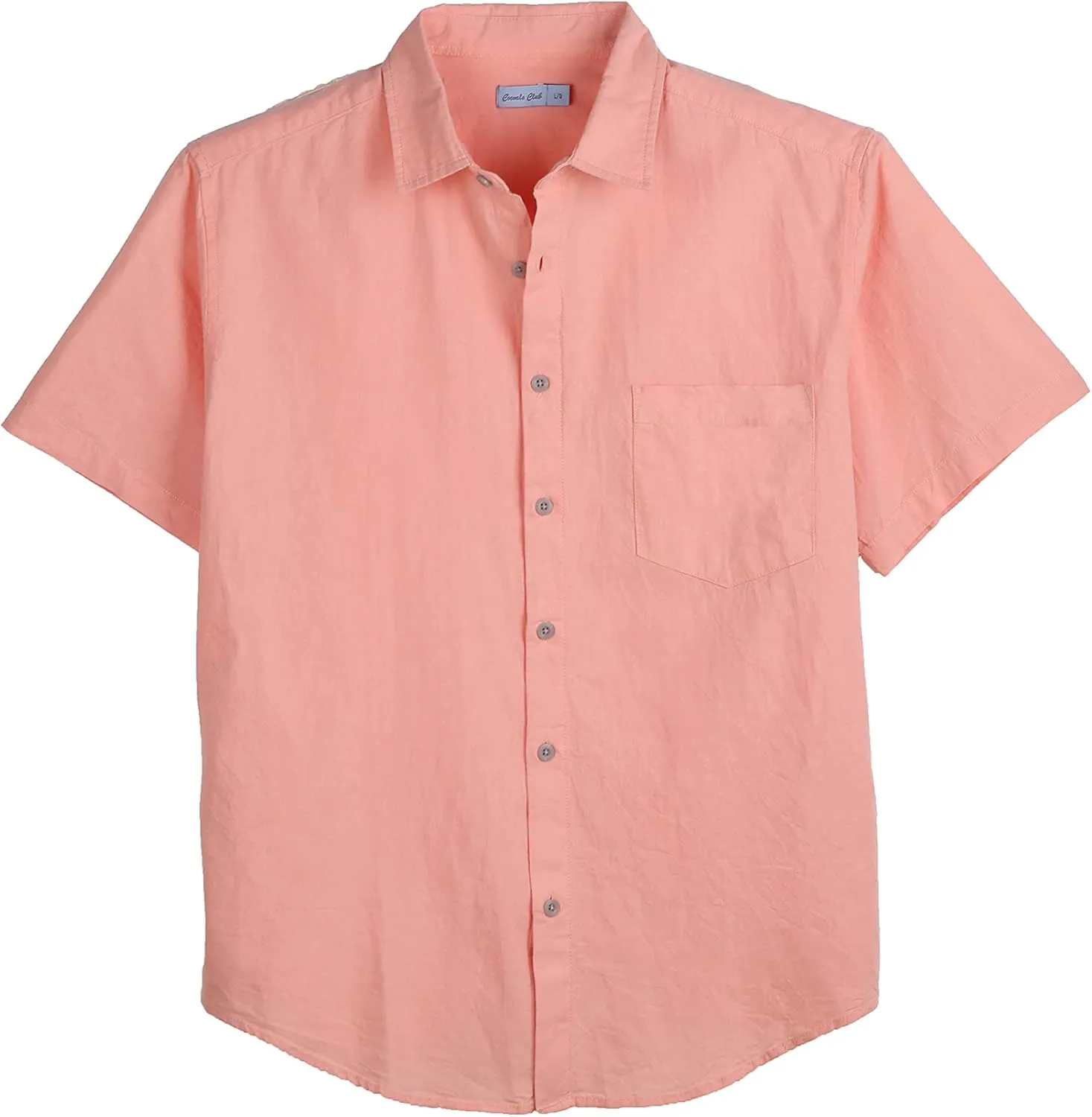 COEVALS CLUB Mens Linen Beach Summer Casual Button Down Shirt Short Sleeve Shirt