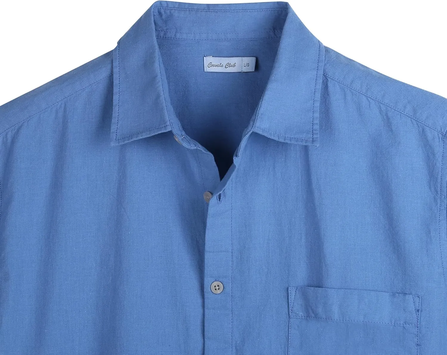 COEVALS CLUB Mens Linen Beach Summer Casual Button Down Shirt Short Sleeve Shirt
