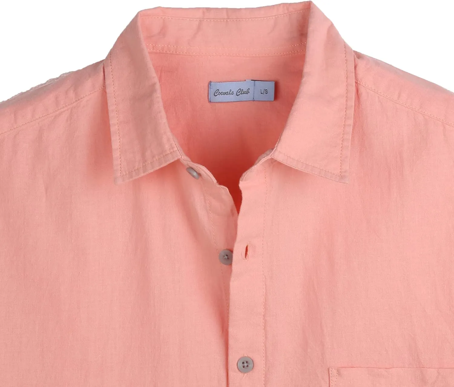 COEVALS CLUB Mens Linen Beach Summer Casual Button Down Shirt Short Sleeve Shirt