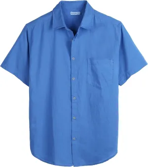 COEVALS CLUB Mens Linen Beach Summer Casual Button Down Shirt Short Sleeve Shirt
