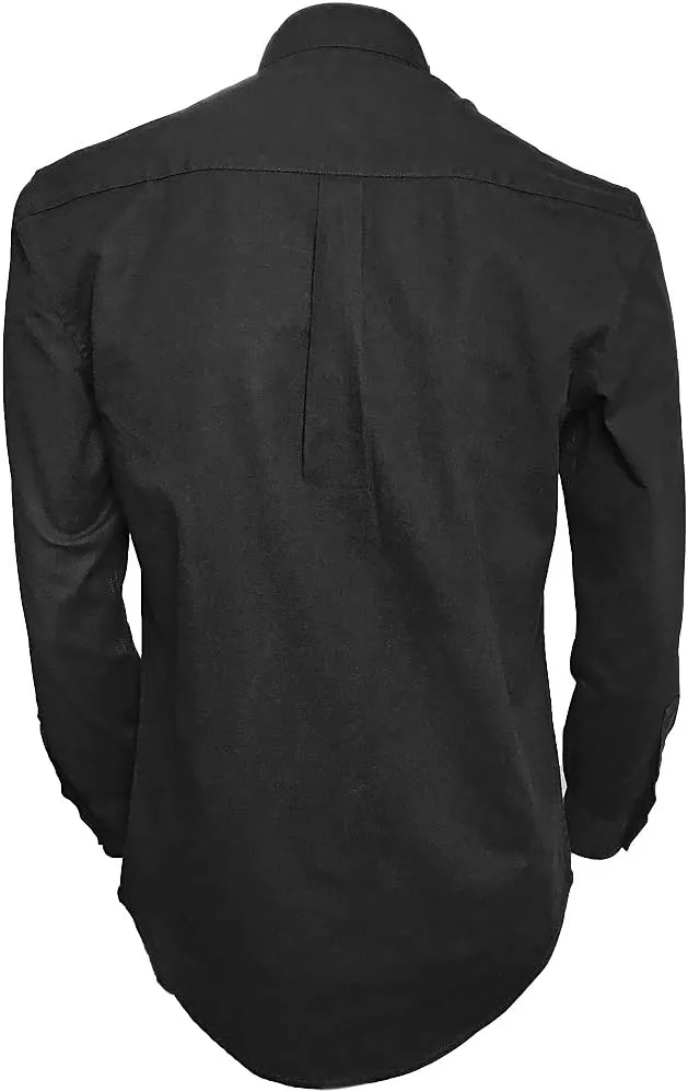Collarless Shirt for Men, Irish Grandfather Cotton Linen Long Sleeve Button Down Banded Collar Dress Shirt