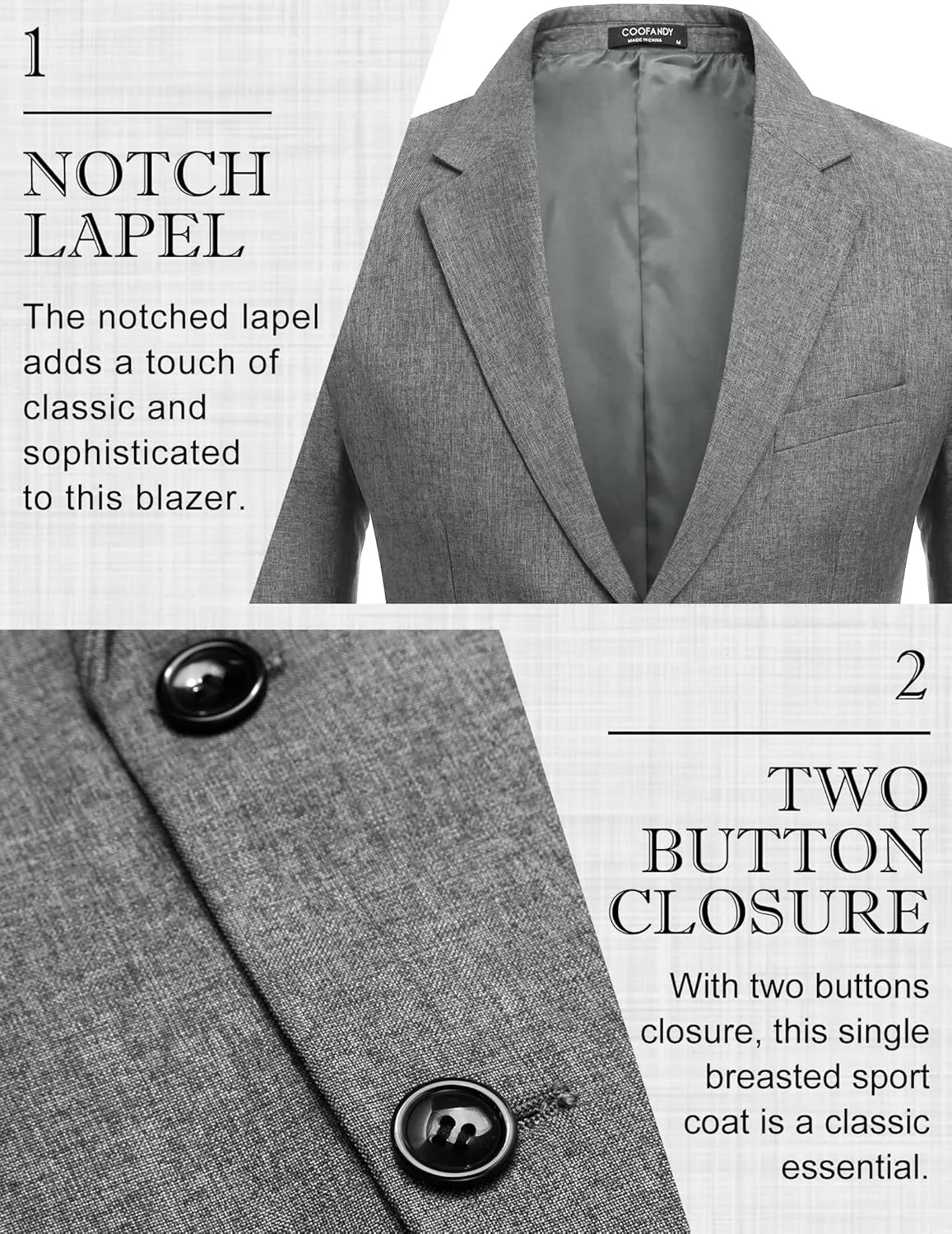 COOFANDY Men's Blazer Casual Slim Fit Sport Coats Two Button Lightweight Suit Jacket