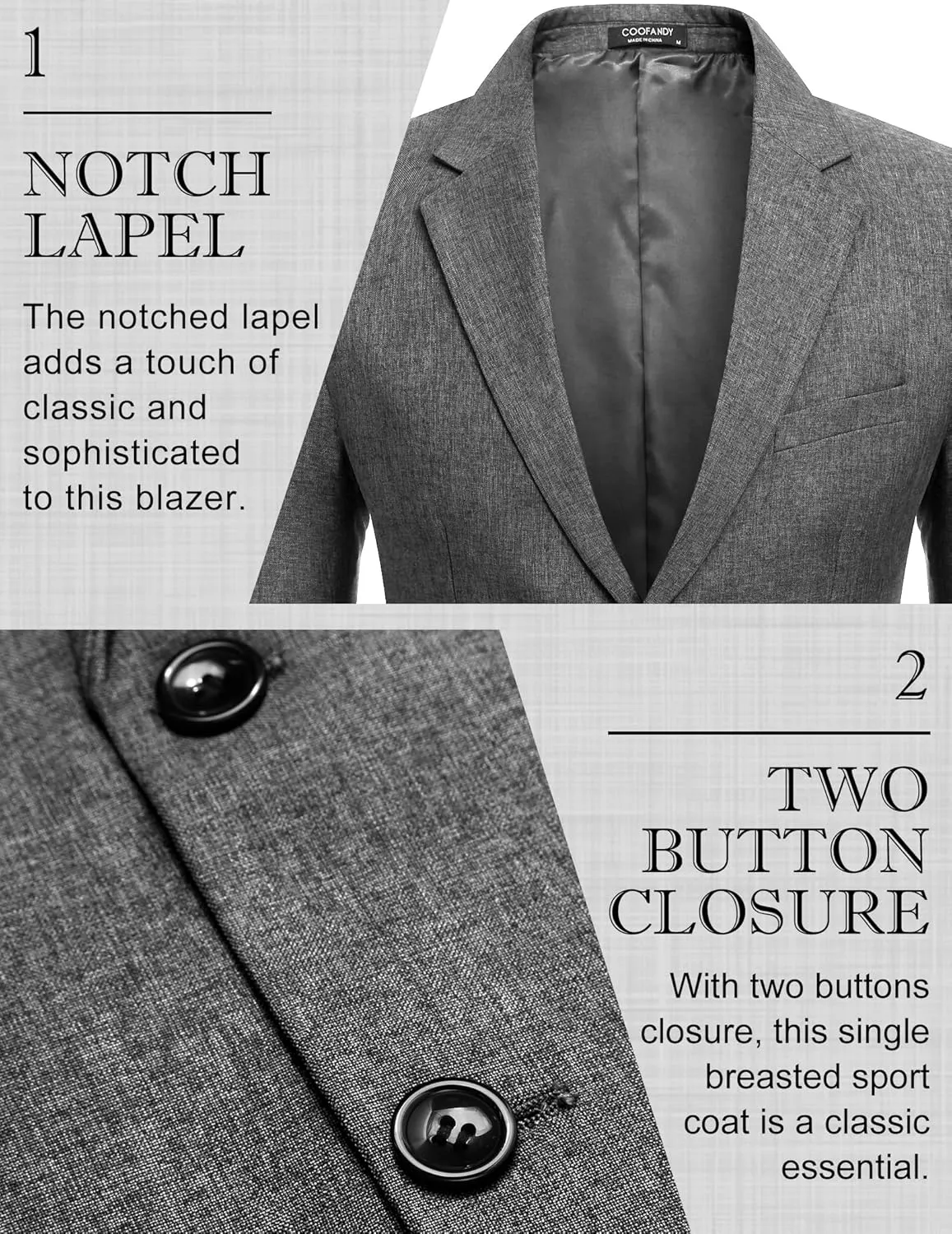 COOFANDY Men's Blazer Casual Slim Fit Sport Coats Two Button Lightweight Suit Jacket