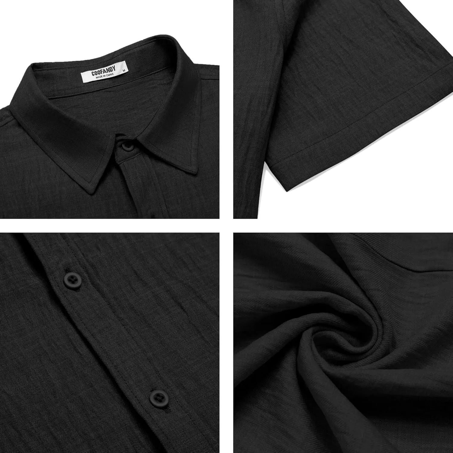 COOFANDY Mens Button Down Short Sleeve Shirt Casual Beach Shirt Summer Vacation Textured Shirts