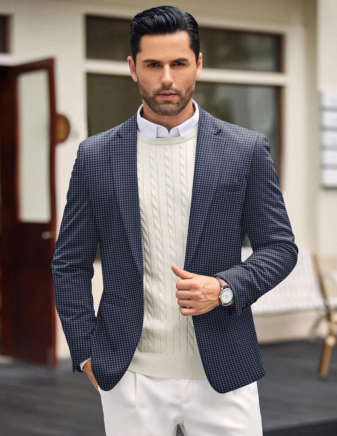 COOFANDY Men's Casual Blazer Jacket One Button Suit Jackets Lightweight Knit Sport Coat