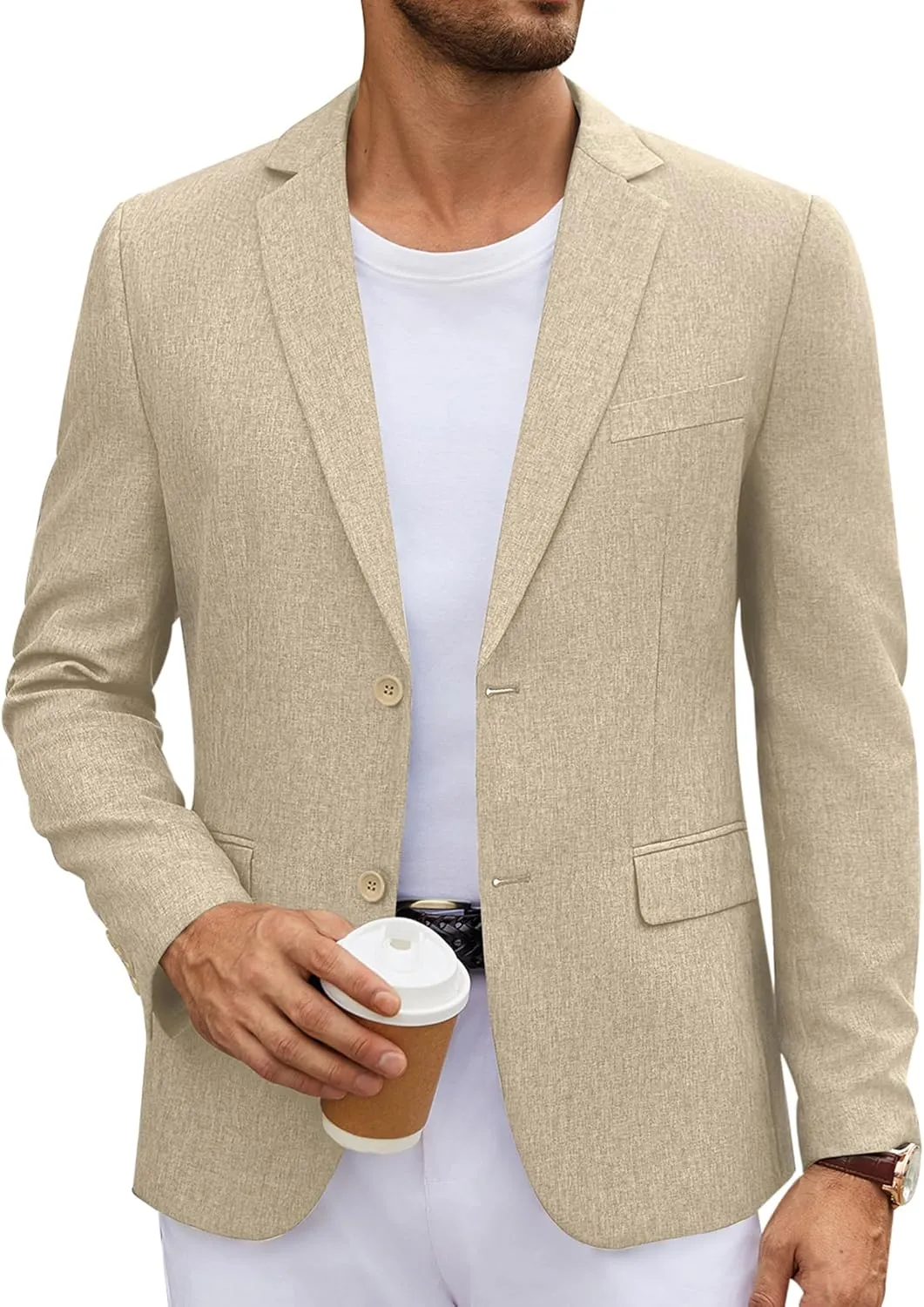 COOFANDY Men's Casual Blazer Lightweight Unlined Sport Coat Regular Fit Two Button Suit Jacket